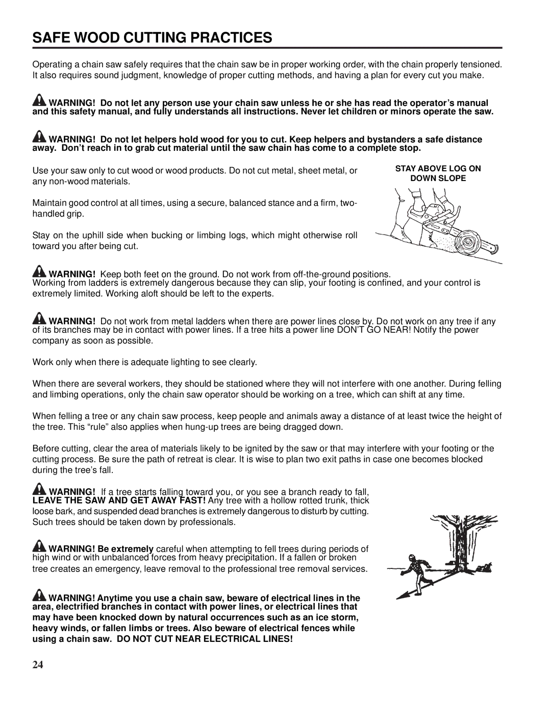 Echo X52000020 instruction manual Safe Wood Cutting Practices 