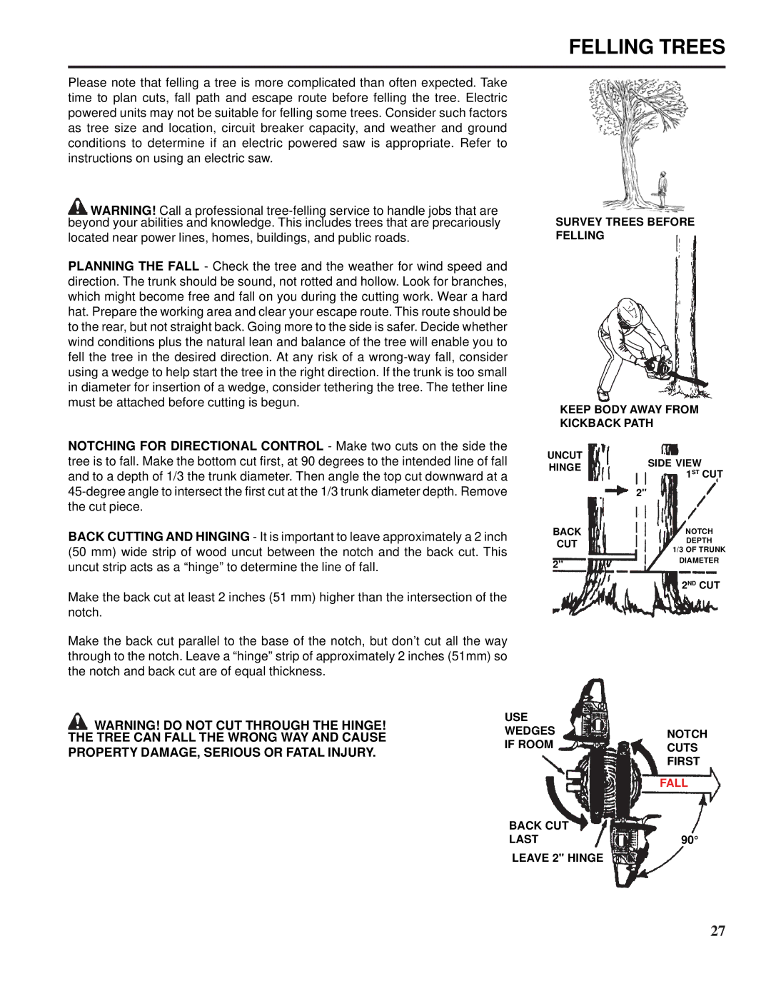 Echo X52000020 instruction manual Felling Trees 