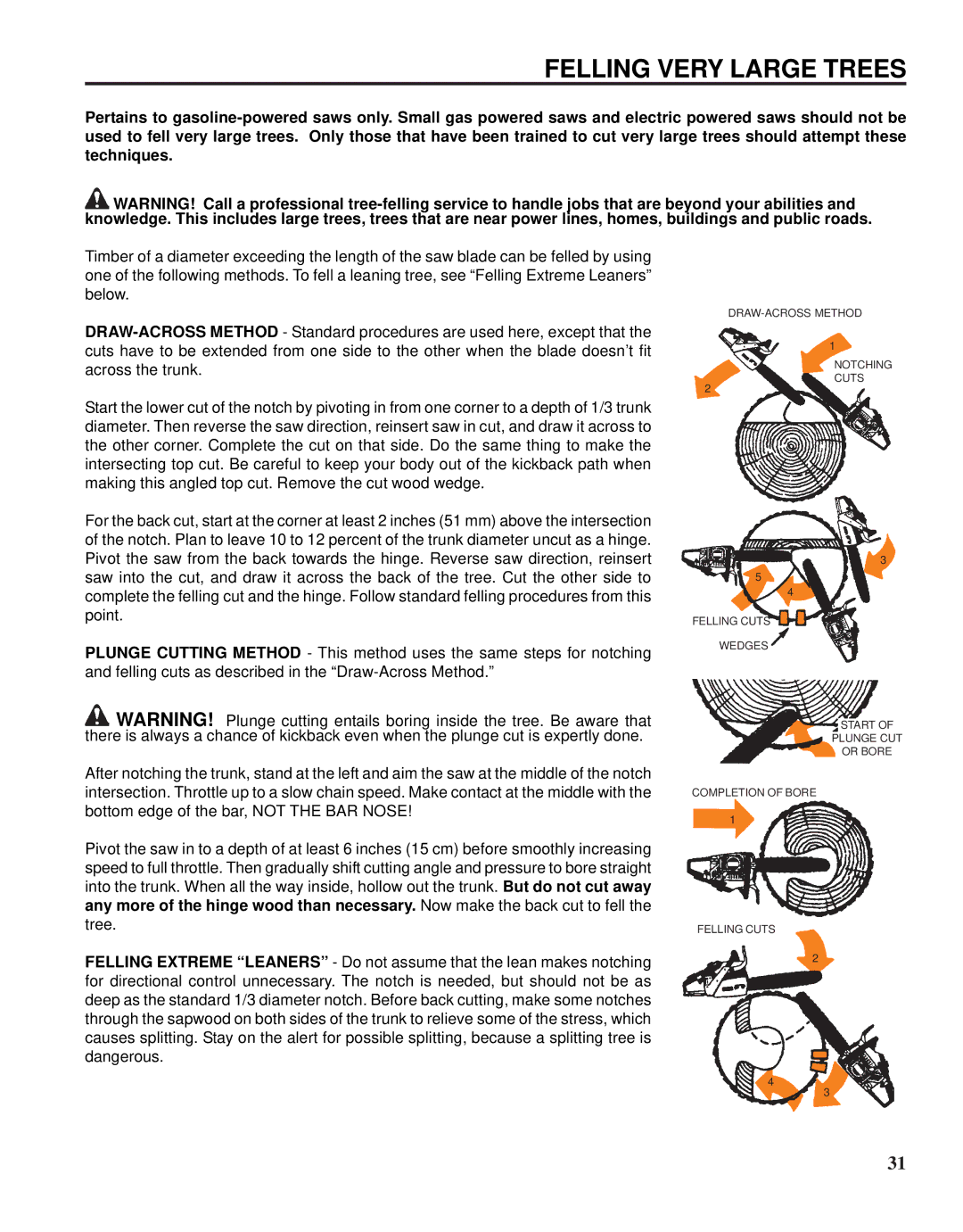 Echo X52000020 instruction manual Felling Very Large Trees 