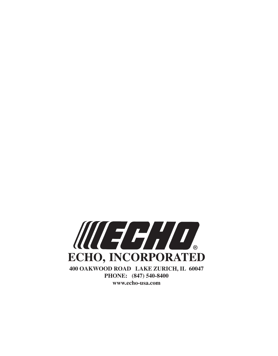 Echo X52000020 instruction manual ECHO, Incorporated 