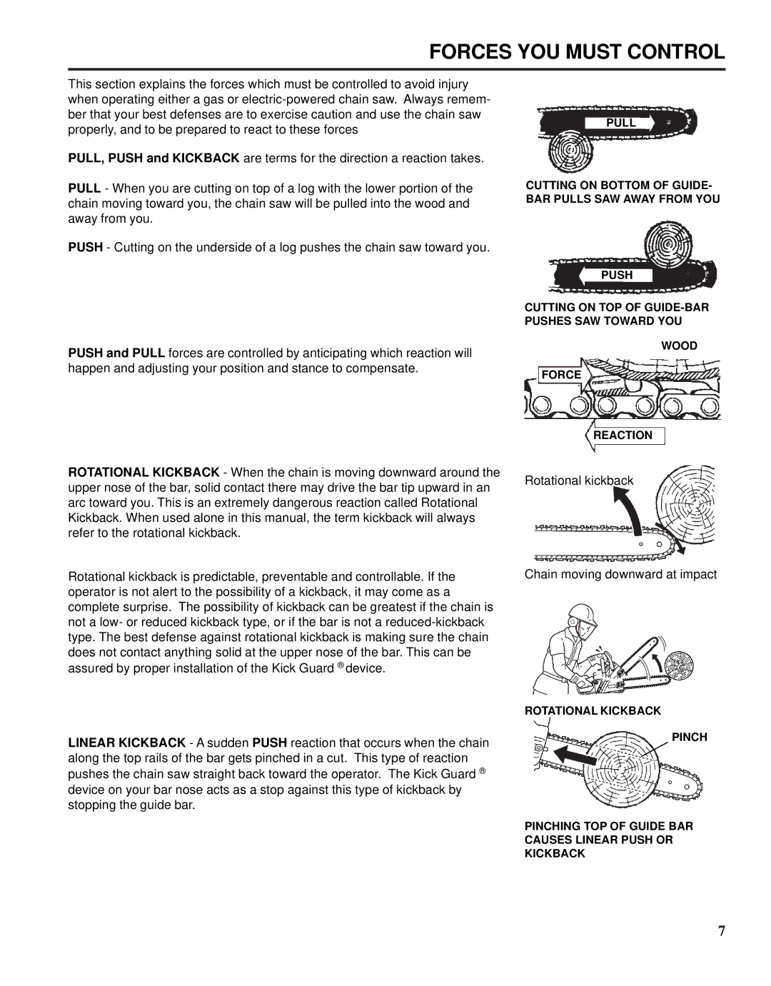 Echo X52000020 instruction manual Forces YOU Must Control 