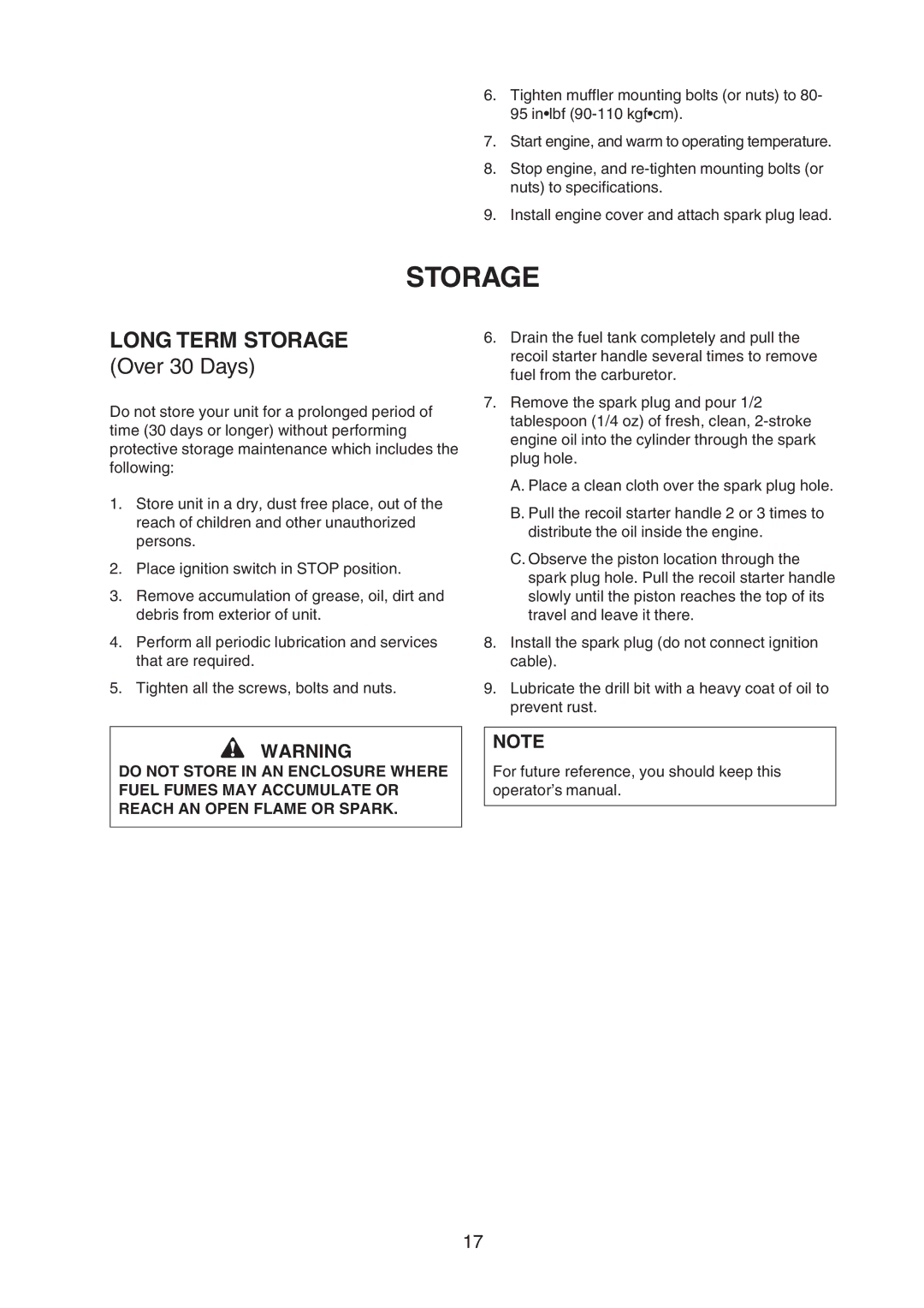 Echo X750-005 05 7, X750409-3607 manual Long Term Storage 