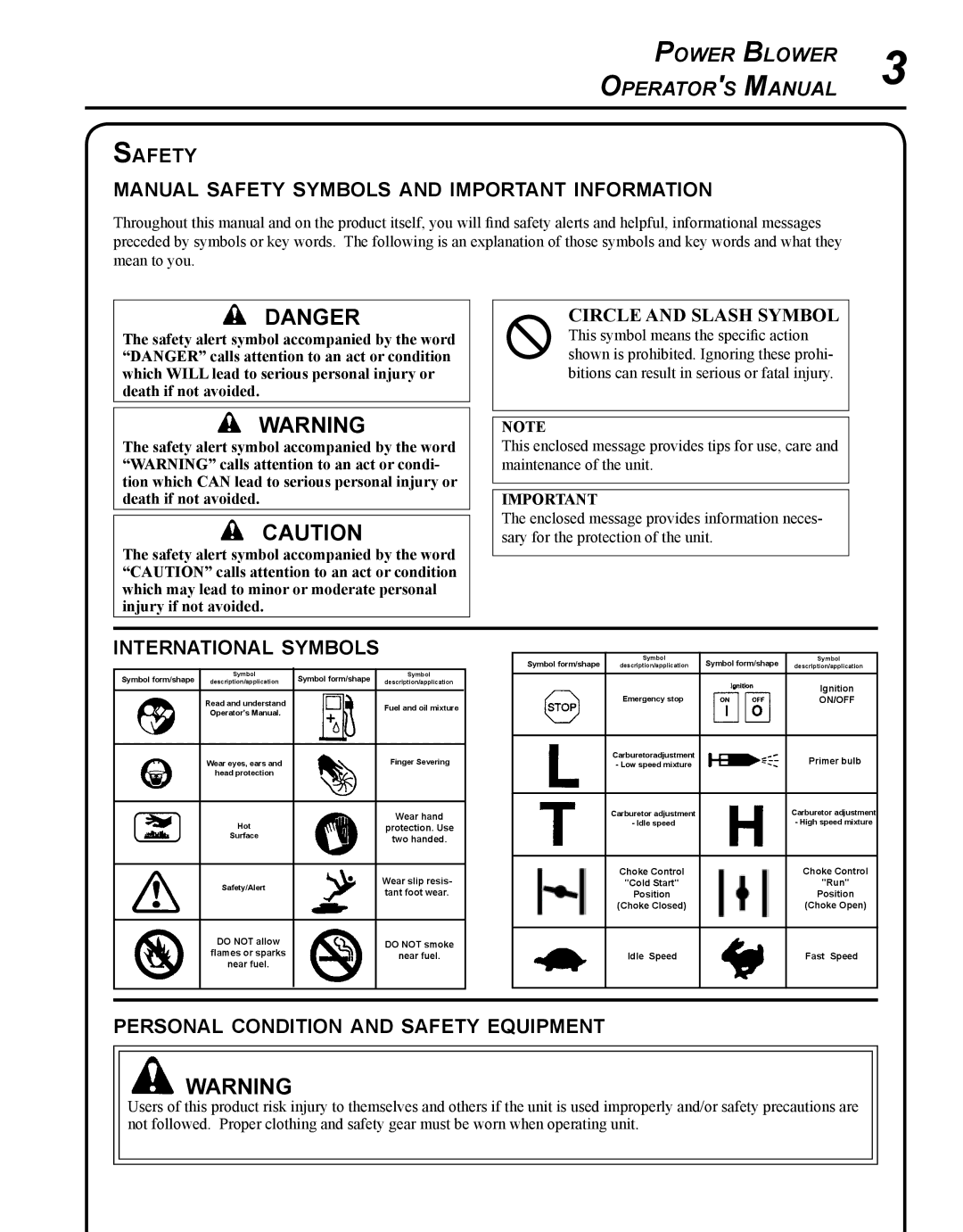 Echo X7505200005, 11-Dec, X750011585 manual Safety Manual safety symbols and important information, International symbols 