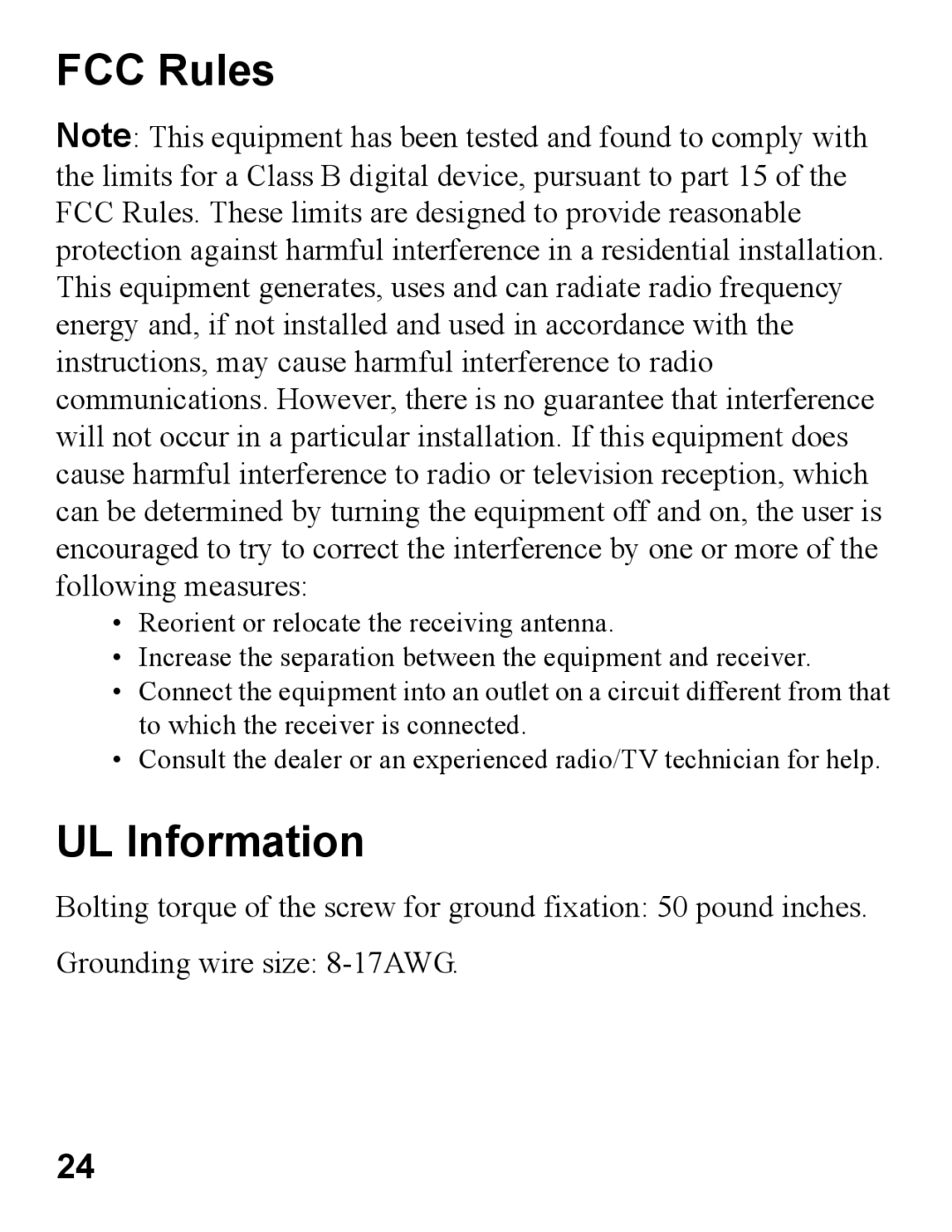 EchoStar 44 manual FCC Rules, UL Information 