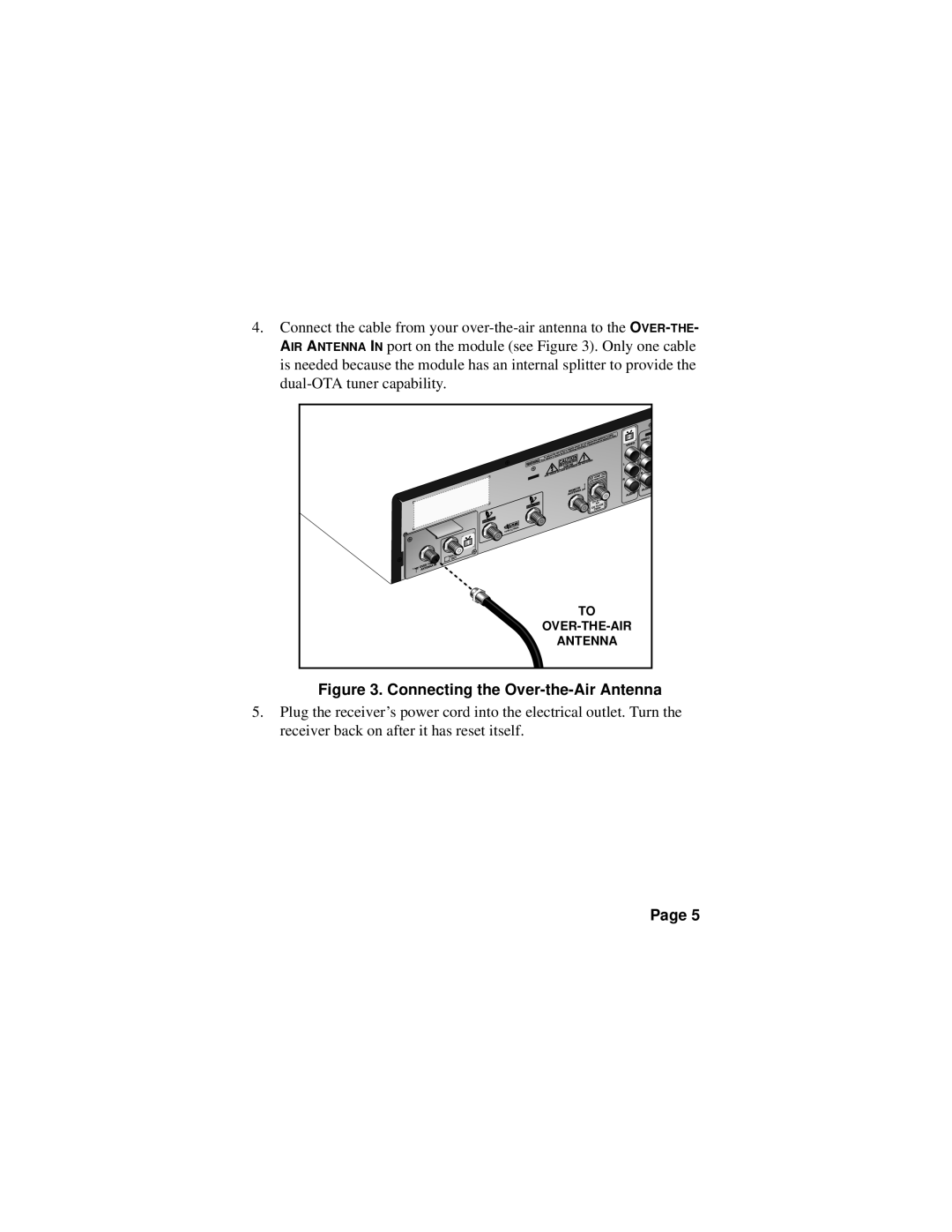 EchoStar MT2 manual Connecting the Over-the-Air Antenna 