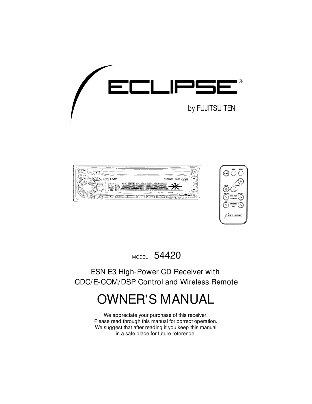 Eclipse - Fujitsu Ten 54420 owner manual By Fujitsu TEN 