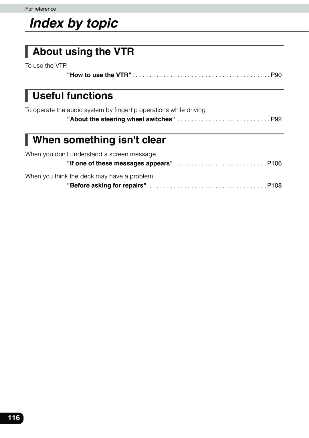 Eclipse - Fujitsu Ten AVN 30D manual About using the VTR, Useful functions, When something isnt clear 