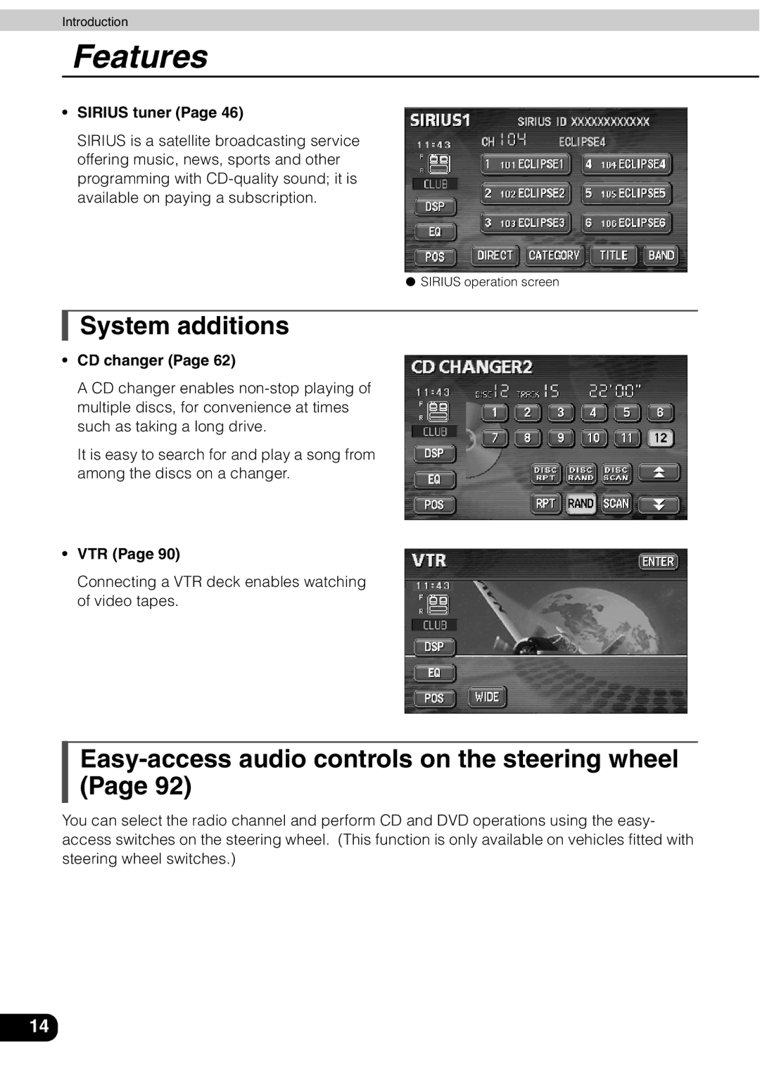 Eclipse - Fujitsu Ten AVN 30D manual System additions, Easy-access audio controls on the steering wheel 