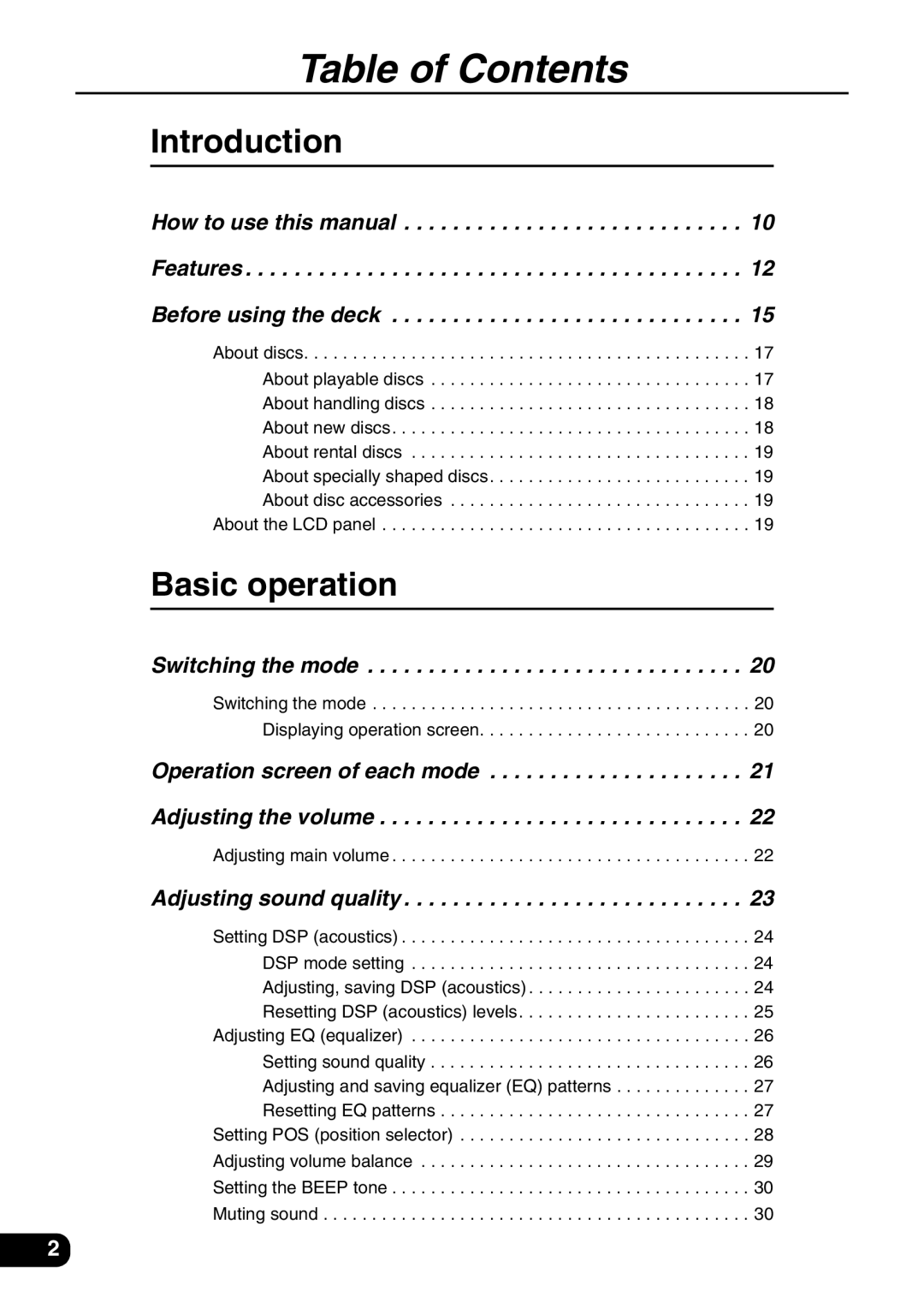 Eclipse - Fujitsu Ten AVN 30D manual Table of Contents 