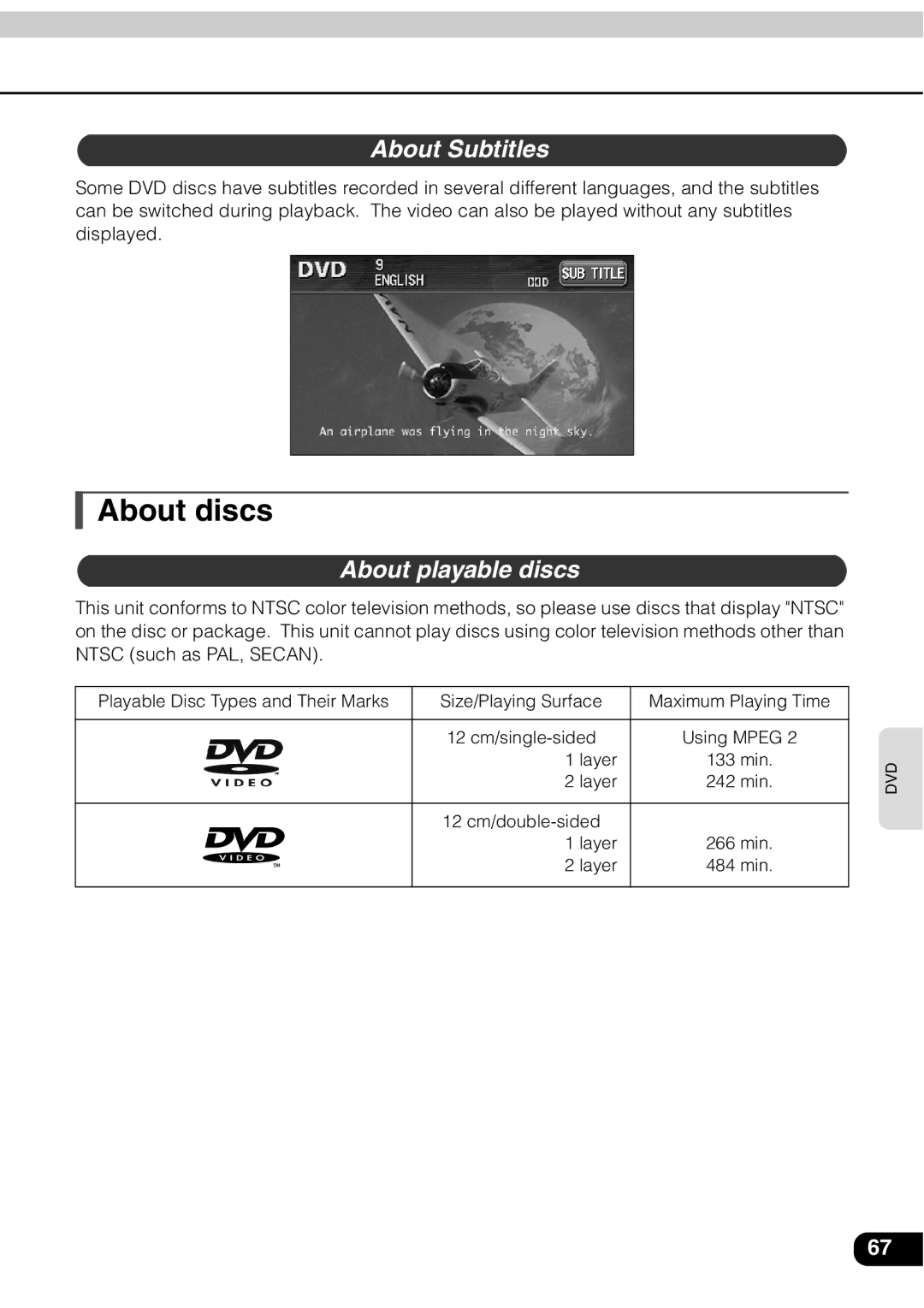 Eclipse - Fujitsu Ten AVN 30D manual About discs, About Subtitles 