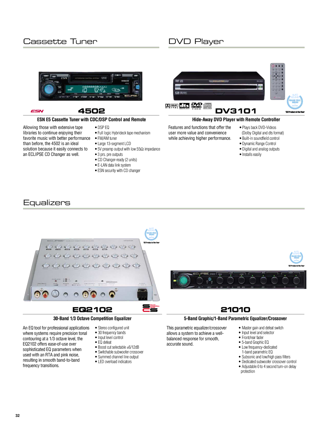 Eclipse - Fujitsu Ten SIR-ECL1, AVX5000, AVN5495, CH3083, RMC105, TVR105 ESN E5 Cassette Tuner with CDC/DSP Control and Remote 