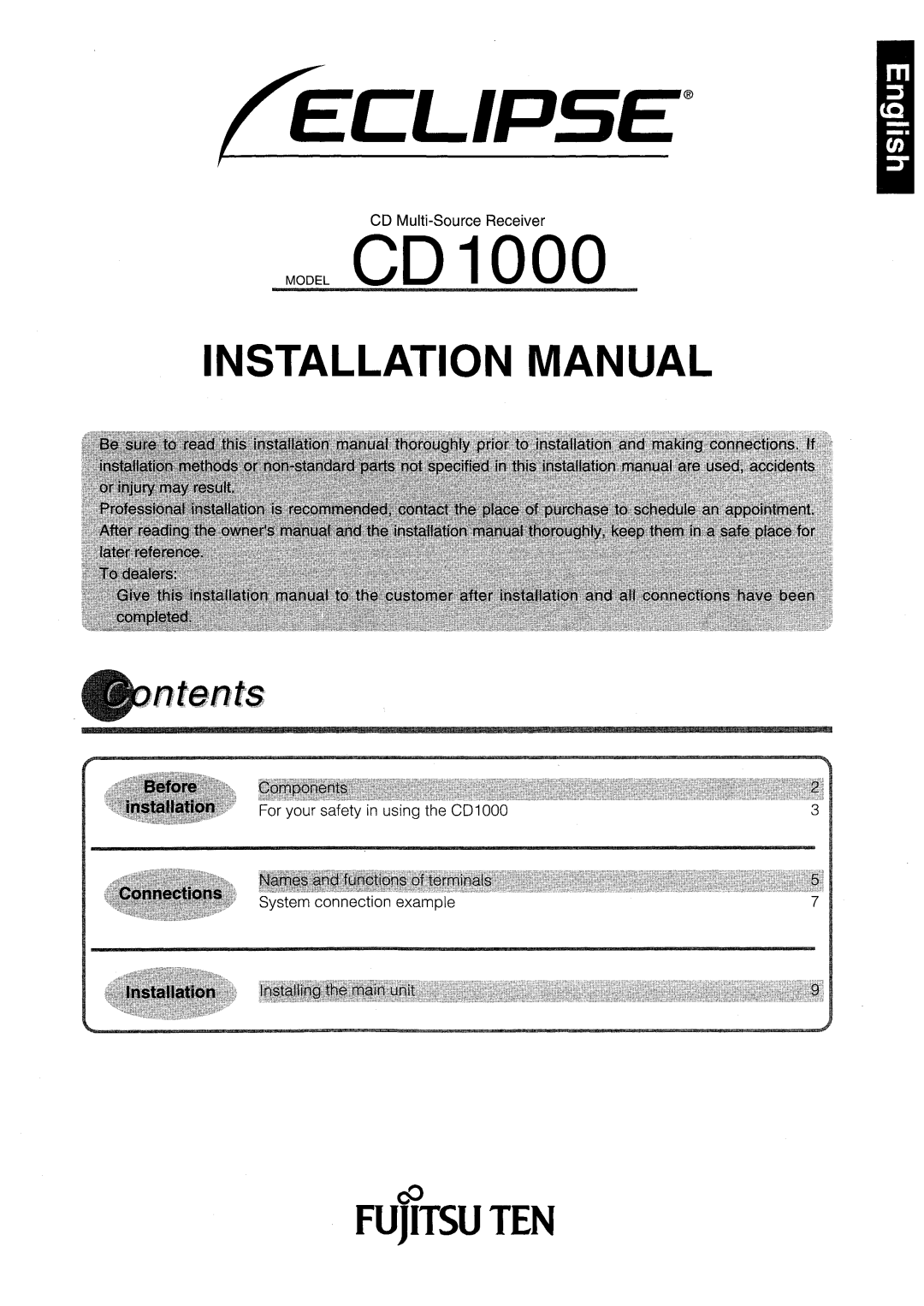 Eclipse - Fujitsu Ten CD1000 manual 