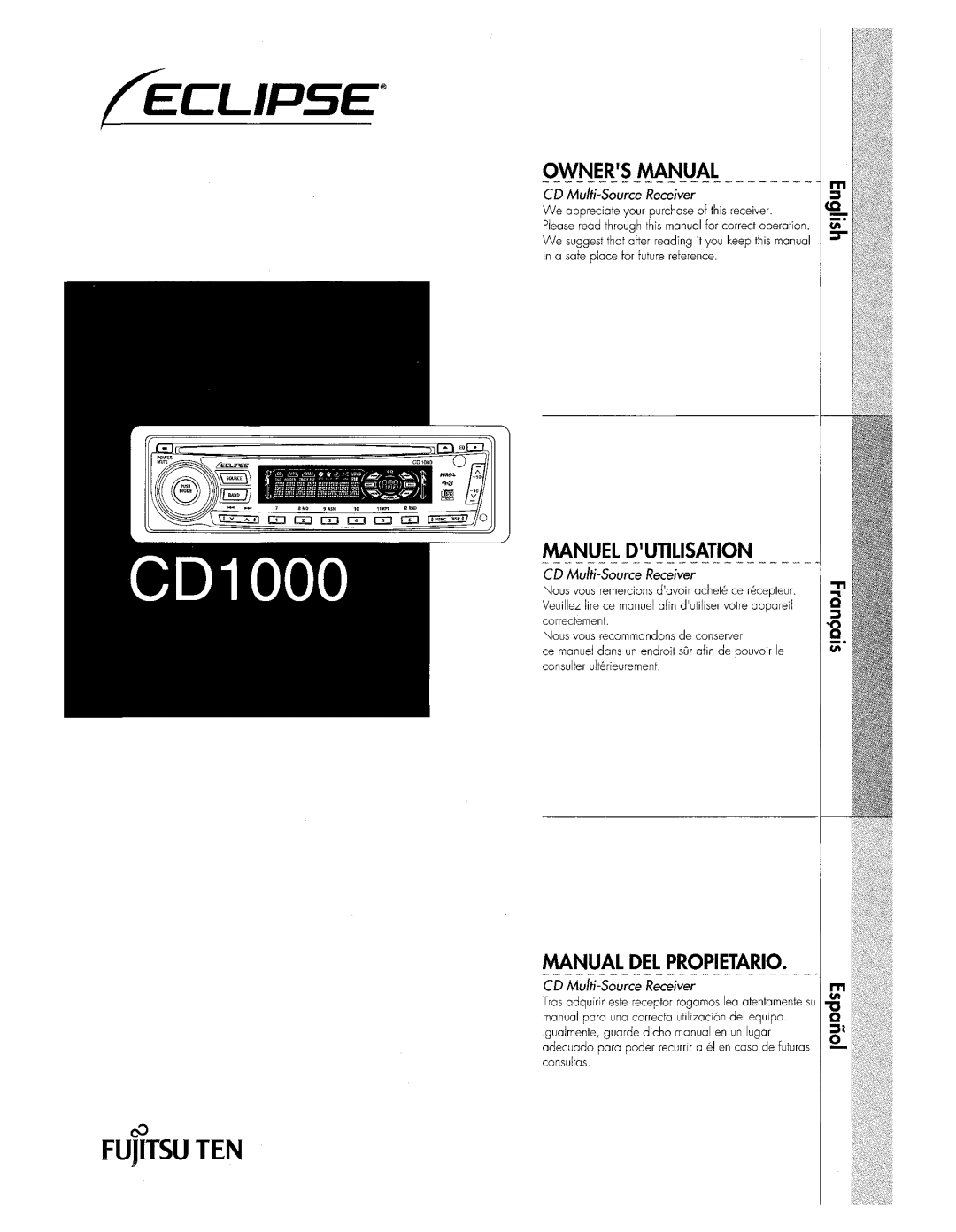 Eclipse - Fujitsu Ten CD1000 manual 
