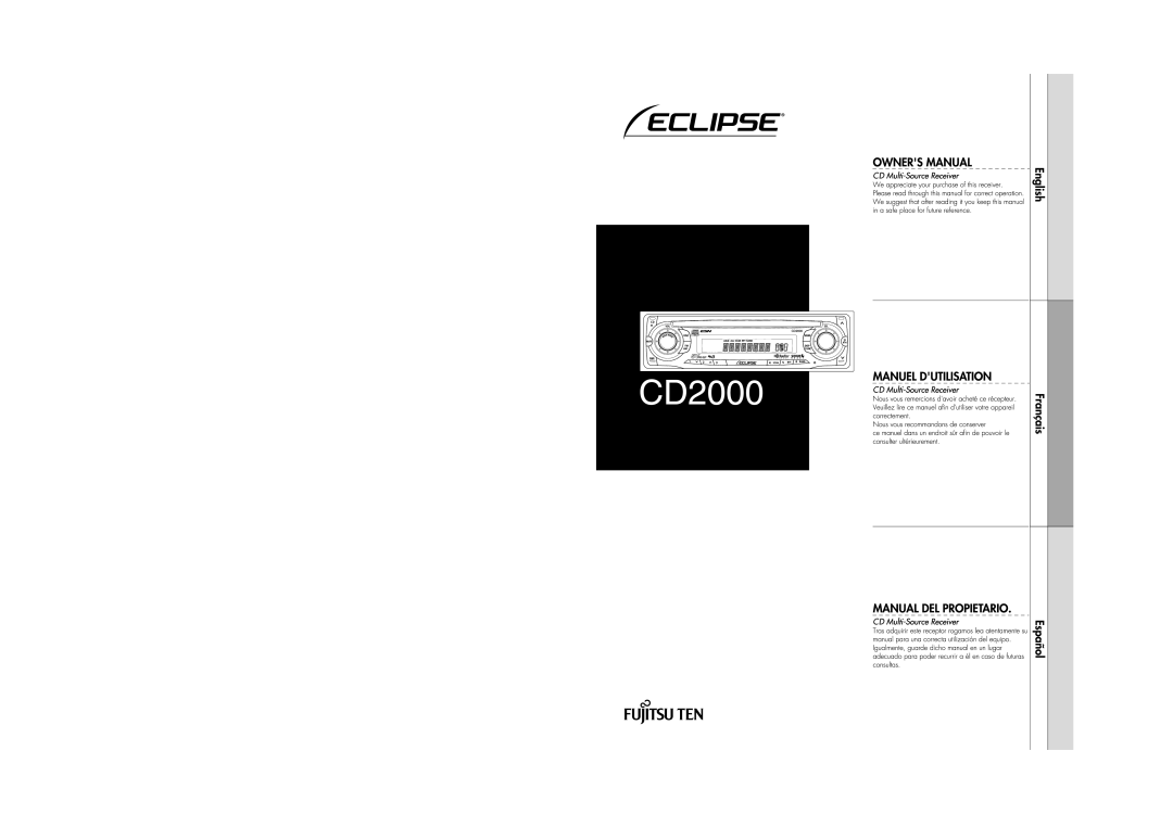 Eclipse - Fujitsu Ten CD2000 manual 