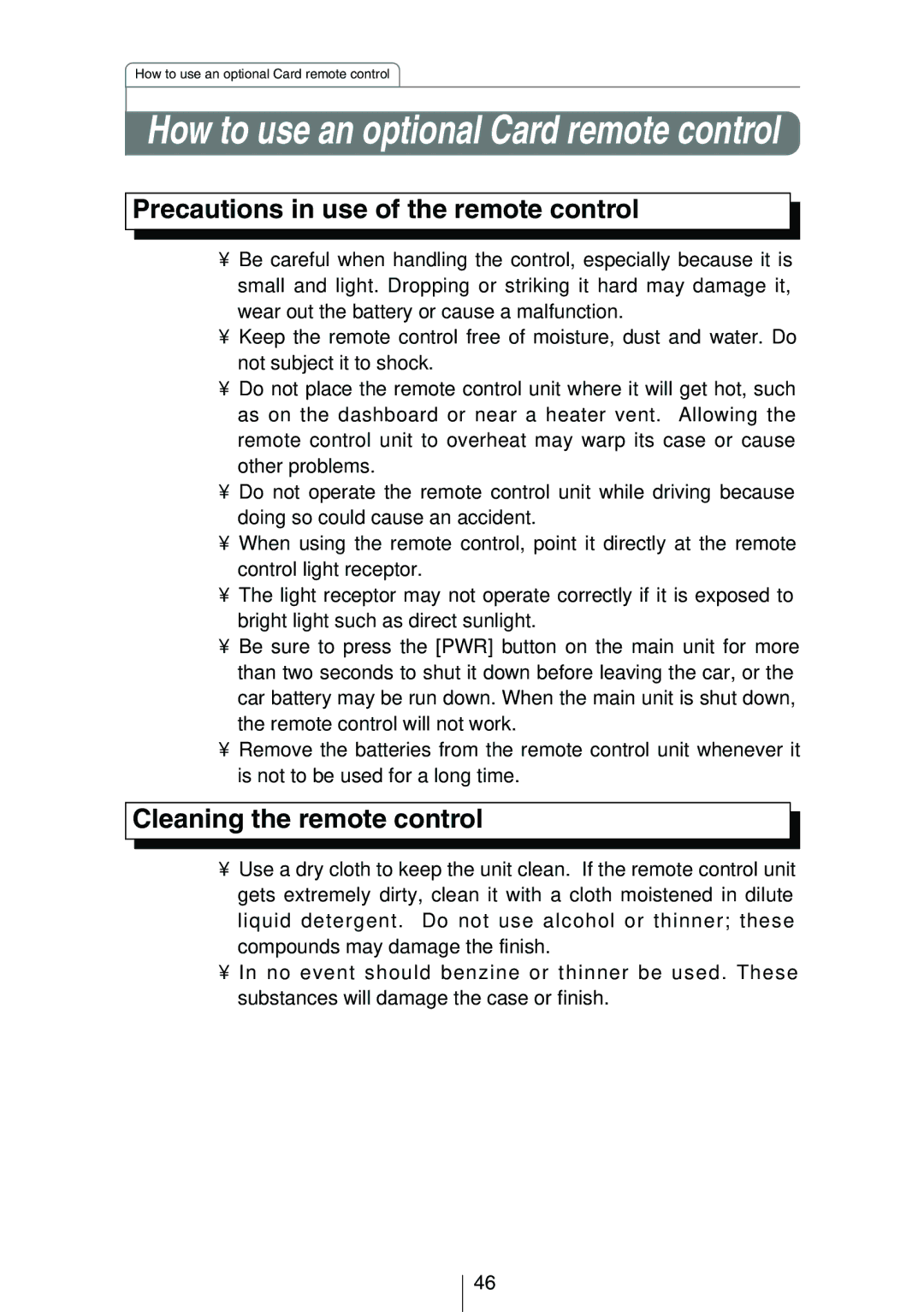 Eclipse - Fujitsu Ten CD3414 owner manual How to use an optional Card remote control 