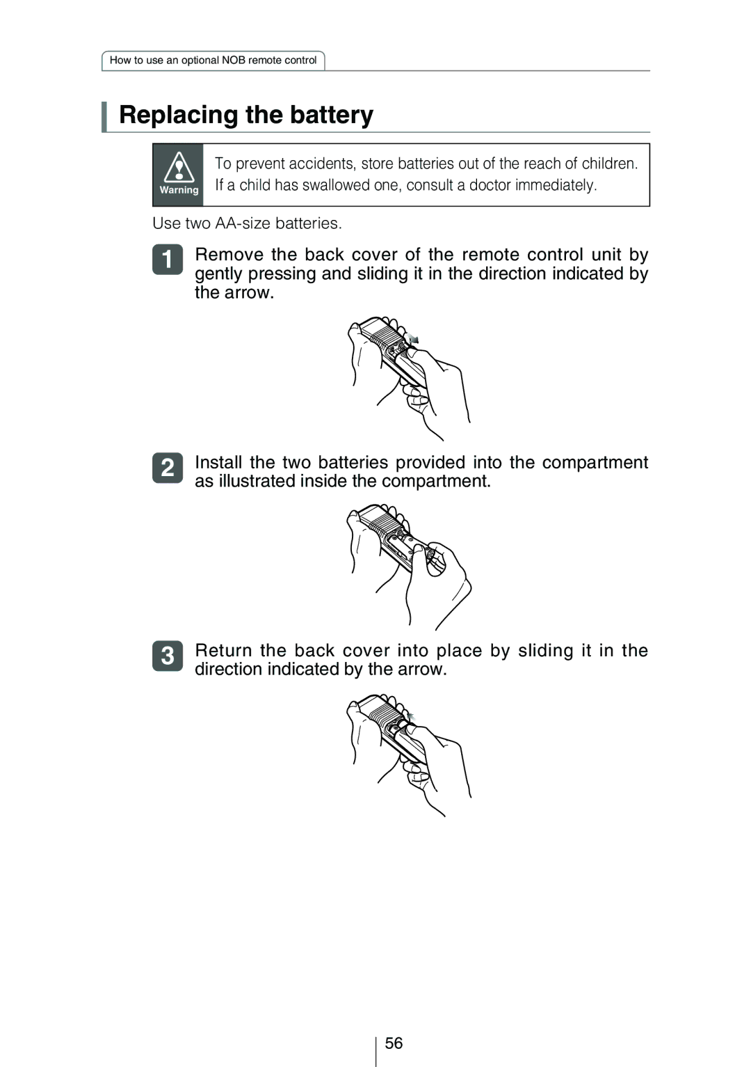 Eclipse - Fujitsu Ten CD3414 owner manual Remove the back cover of the remote control unit by 