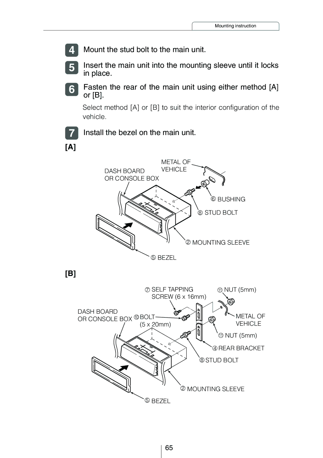 Eclipse - Fujitsu Ten CD3414 owner manual Install the bezel on the main unit 