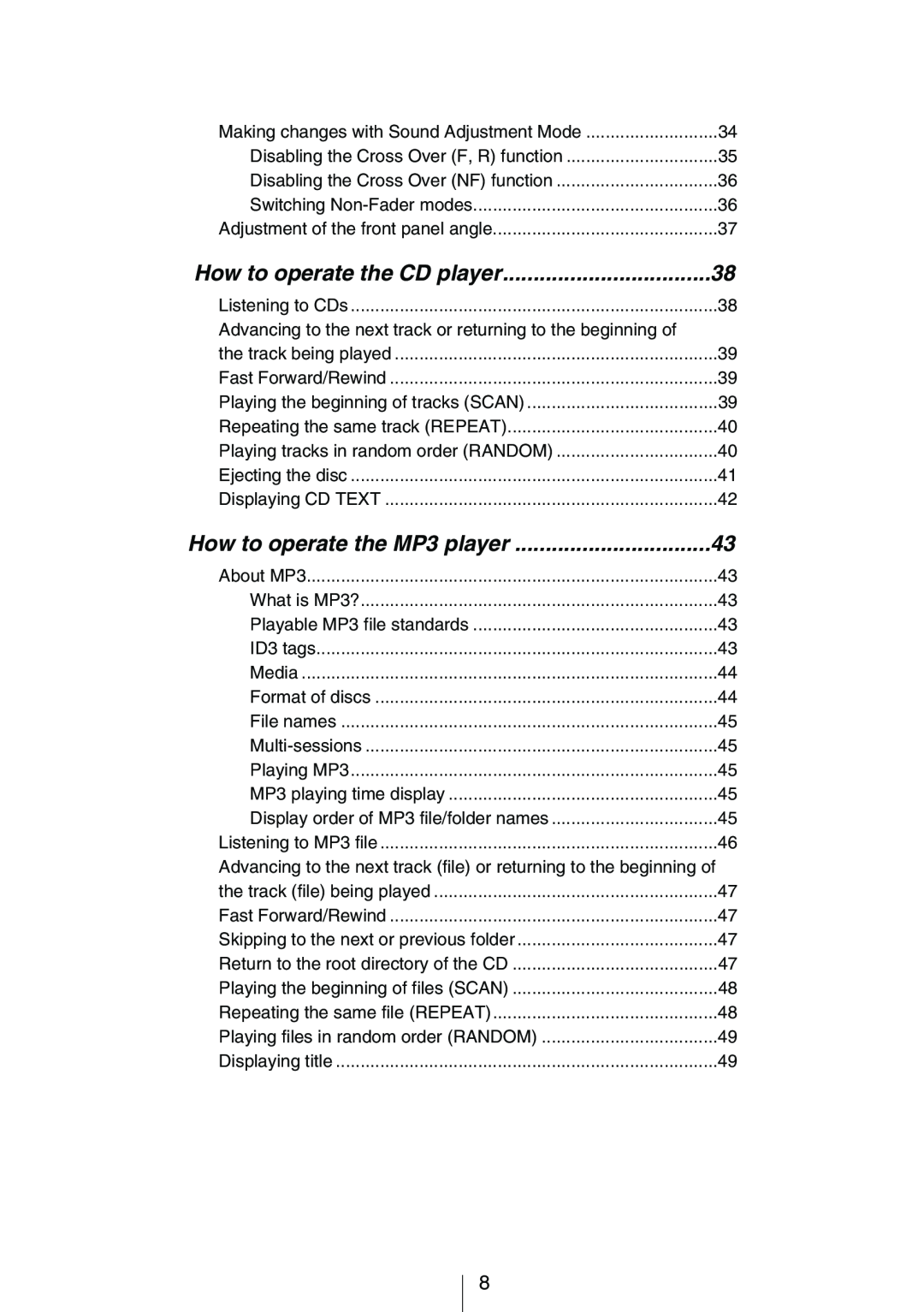 Eclipse - Fujitsu Ten CD3434 owner manual How to operate the CD player, How to operate the MP3 player 