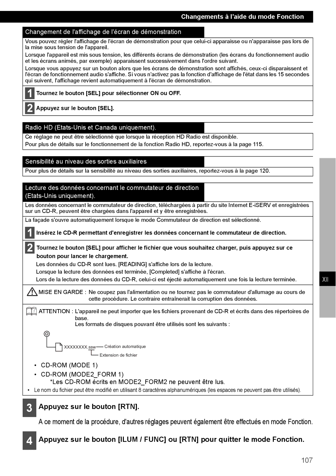 Eclipse - Fujitsu Ten CD4000 manual 107, Changement de laffichage de lécran de démonstration 