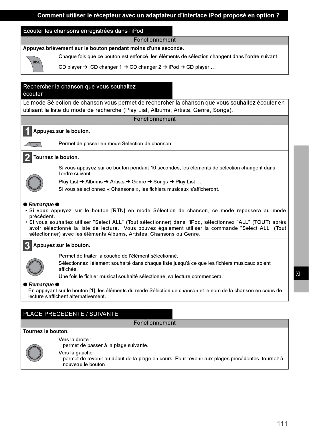 Eclipse - Fujitsu Ten CD4000 manual 111, Ecouter les chansons enregistrées dans liPod 