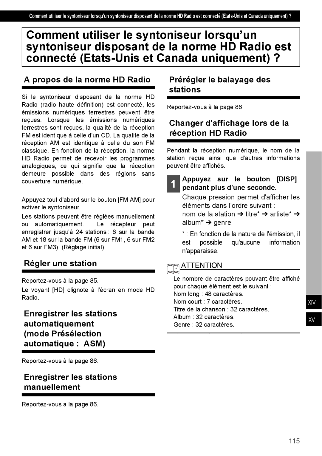 Eclipse - Fujitsu Ten CD4000 manual Propos de la norme HD Radio, Changer daffichage lors de la réception HD Radio, 115 