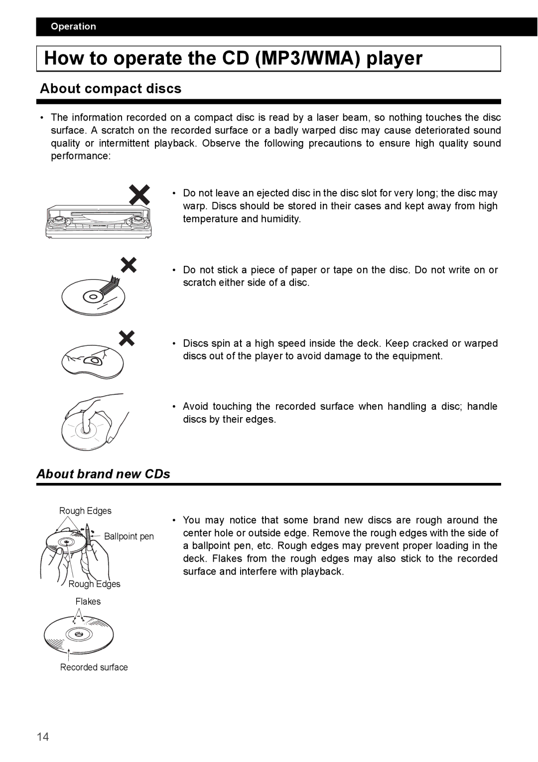 Eclipse - Fujitsu Ten CD4000 manual How to operate the CD MP3/WMA player, About compact discs, About brand new CDs 