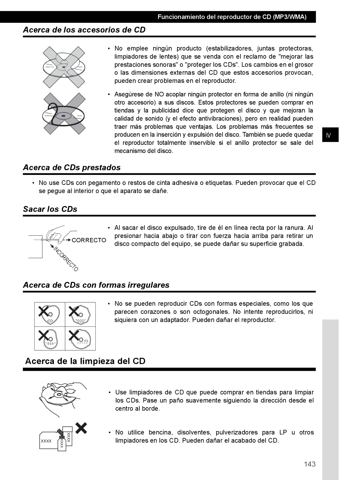 Eclipse - Fujitsu Ten CD4000 manual Acerca de la limpieza del CD, Acerca de los accesorios de CD, Acerca de CDs prestados 