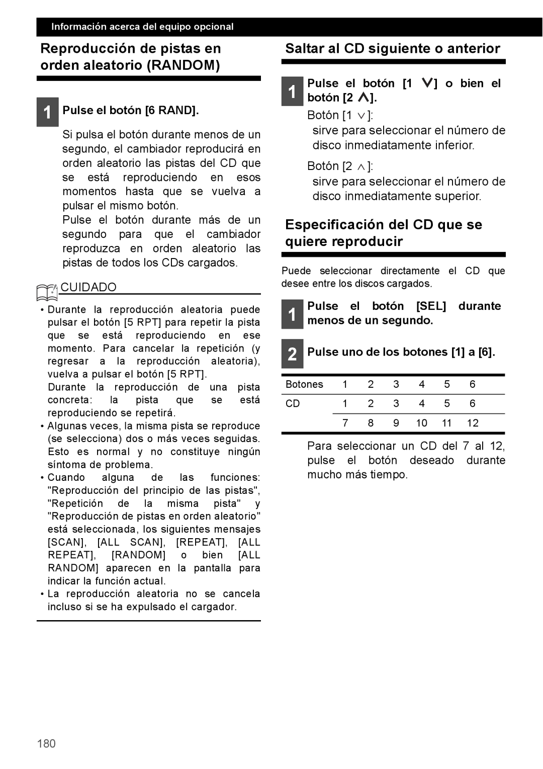 Eclipse - Fujitsu Ten CD4000 manual Reproducción de pistas en orden aleatorio Random, Saltar al CD siguiente o anterior 