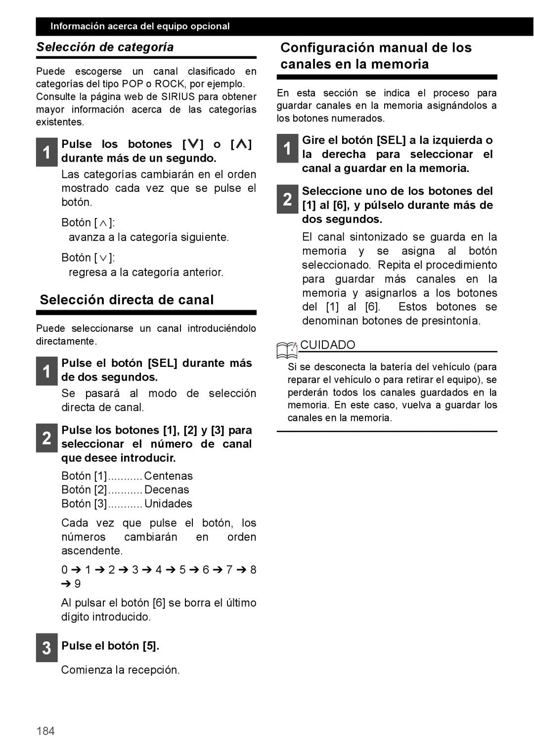 Eclipse - Fujitsu Ten CD4000 Selección directa de canal, Configuración manual de los canales en la memoria 