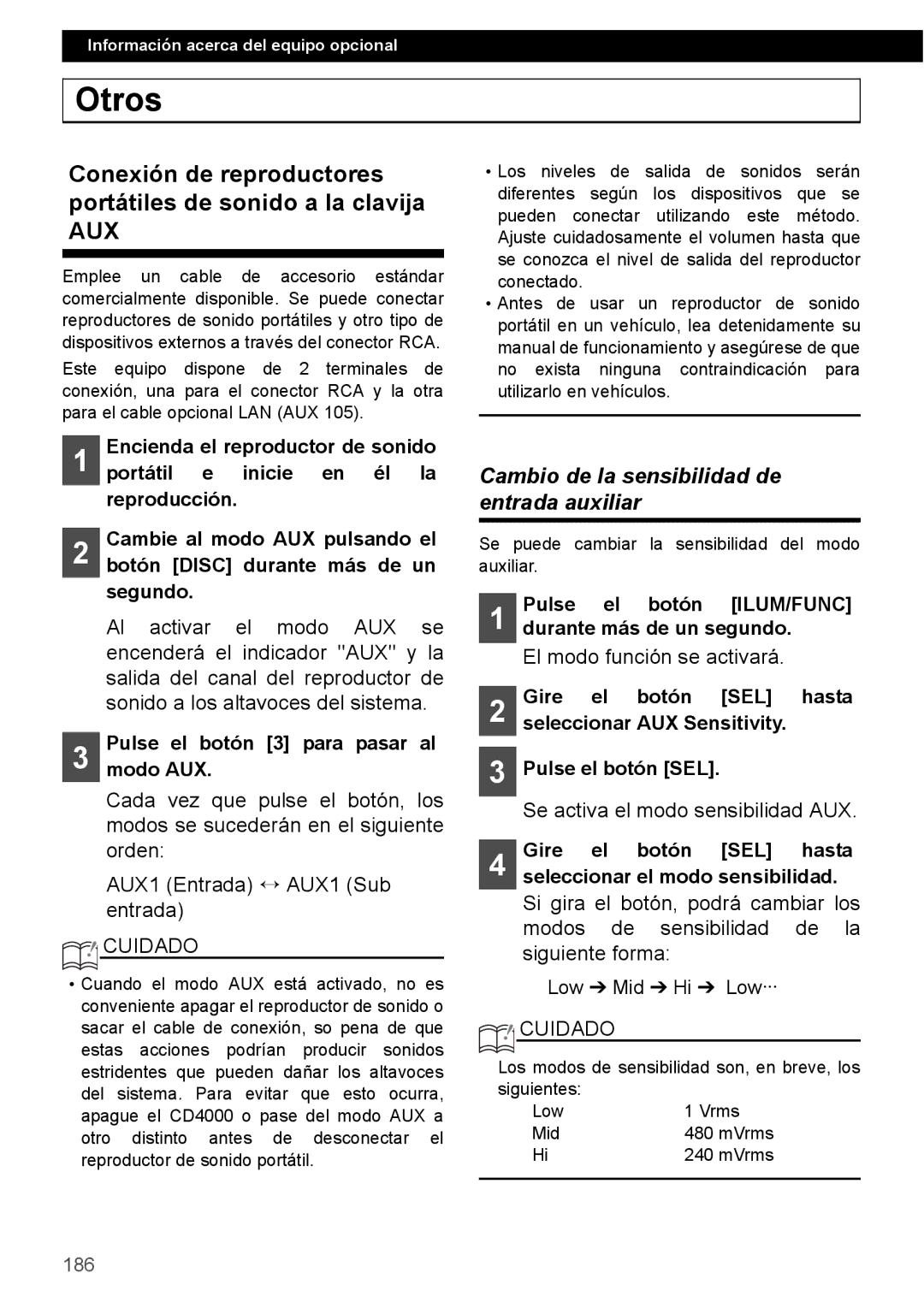 Eclipse - Fujitsu Ten CD4000 manual Otros, Conexión de reproductores portátiles de sonido a la clavija 