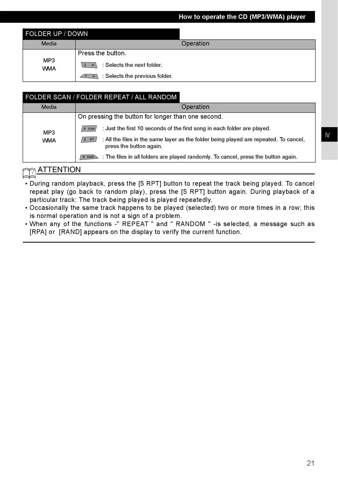 Eclipse - Fujitsu Ten CD4000 manual Folder Scan / Folder Repeat / ALL Random 