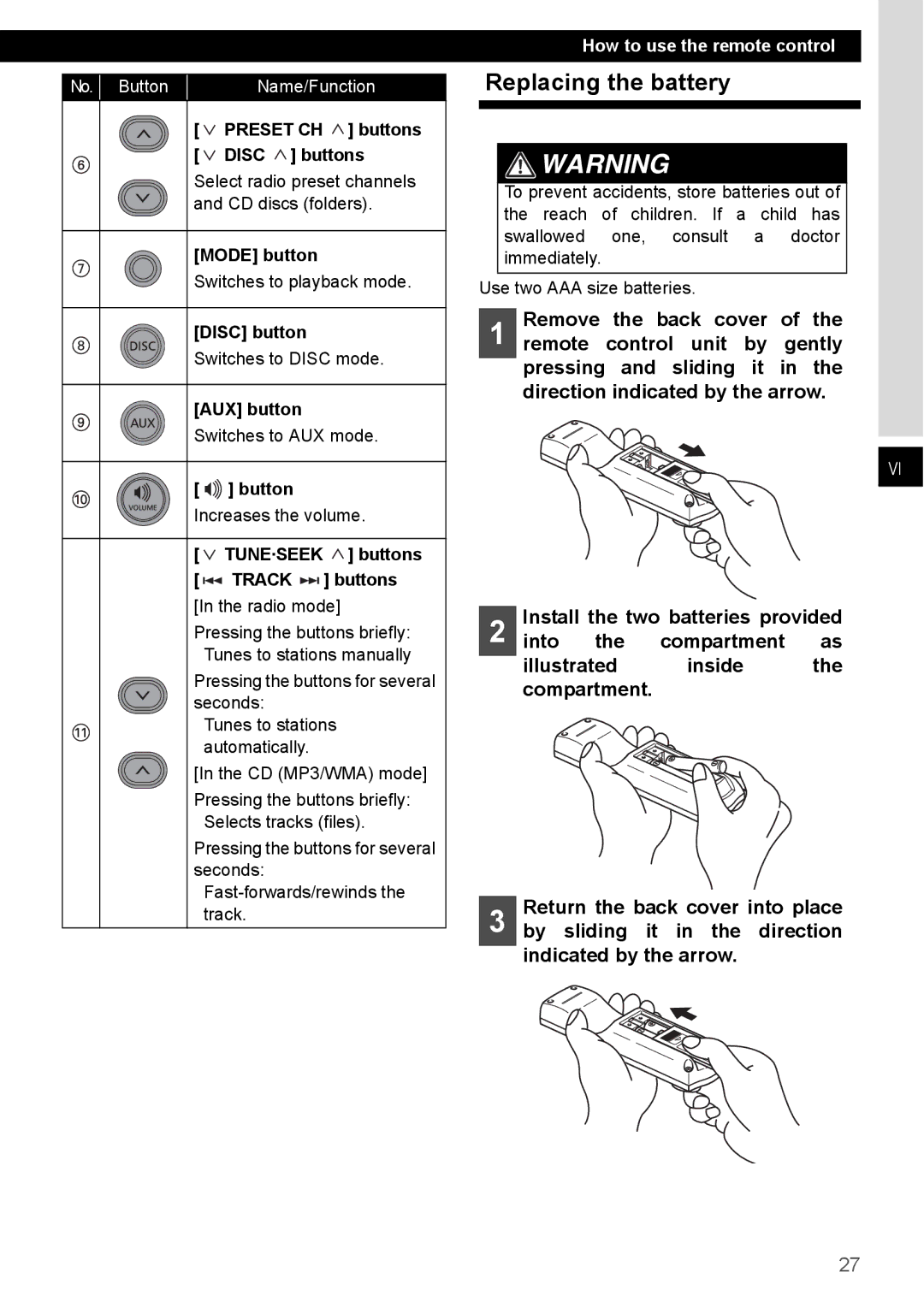 Eclipse - Fujitsu Ten CD4000 manual Replacing the battery 