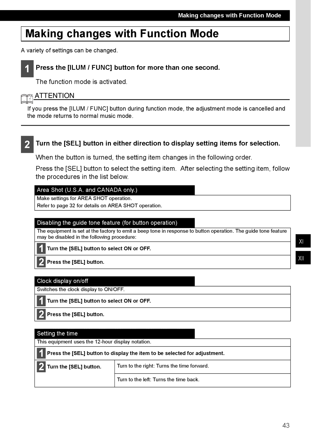 Eclipse - Fujitsu Ten CD4000 manual Making changes with Function Mode, Variety of settings can be changed 