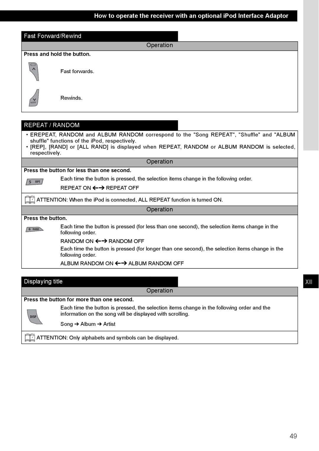 Eclipse - Fujitsu Ten CD4000 manual Displaying title, Repeat on Repeat OFF, Random on Random OFF 