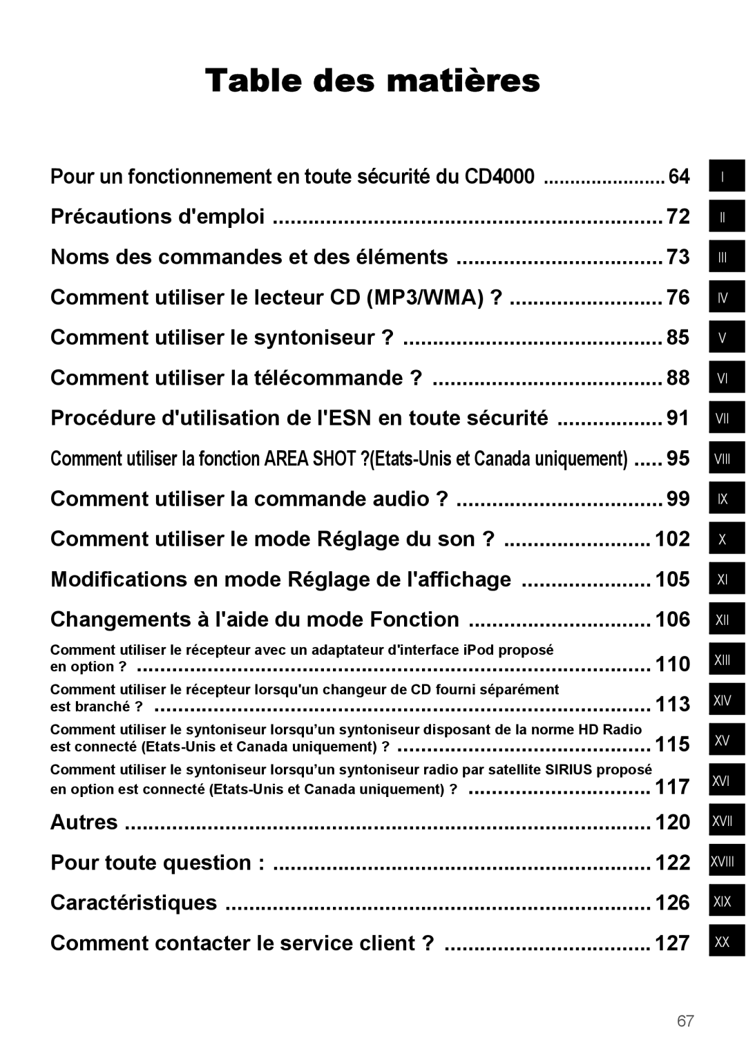 Eclipse - Fujitsu Ten CD4000 manual Table des matières 