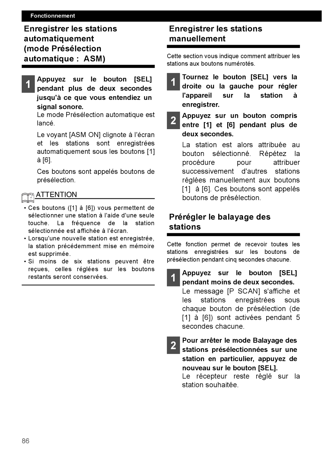 Eclipse - Fujitsu Ten CD4000 manual Enregistrer les stations manuellement, Prérégler le balayage des stations 