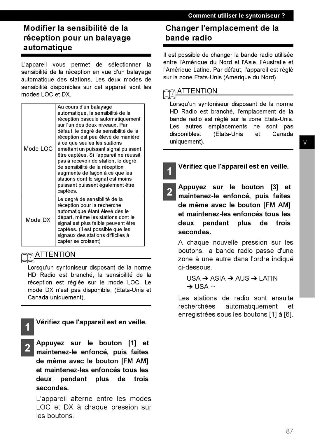 Eclipse - Fujitsu Ten CD4000 manual Changer lemplacement de la bande radio, Mode LOC, Mode DX 