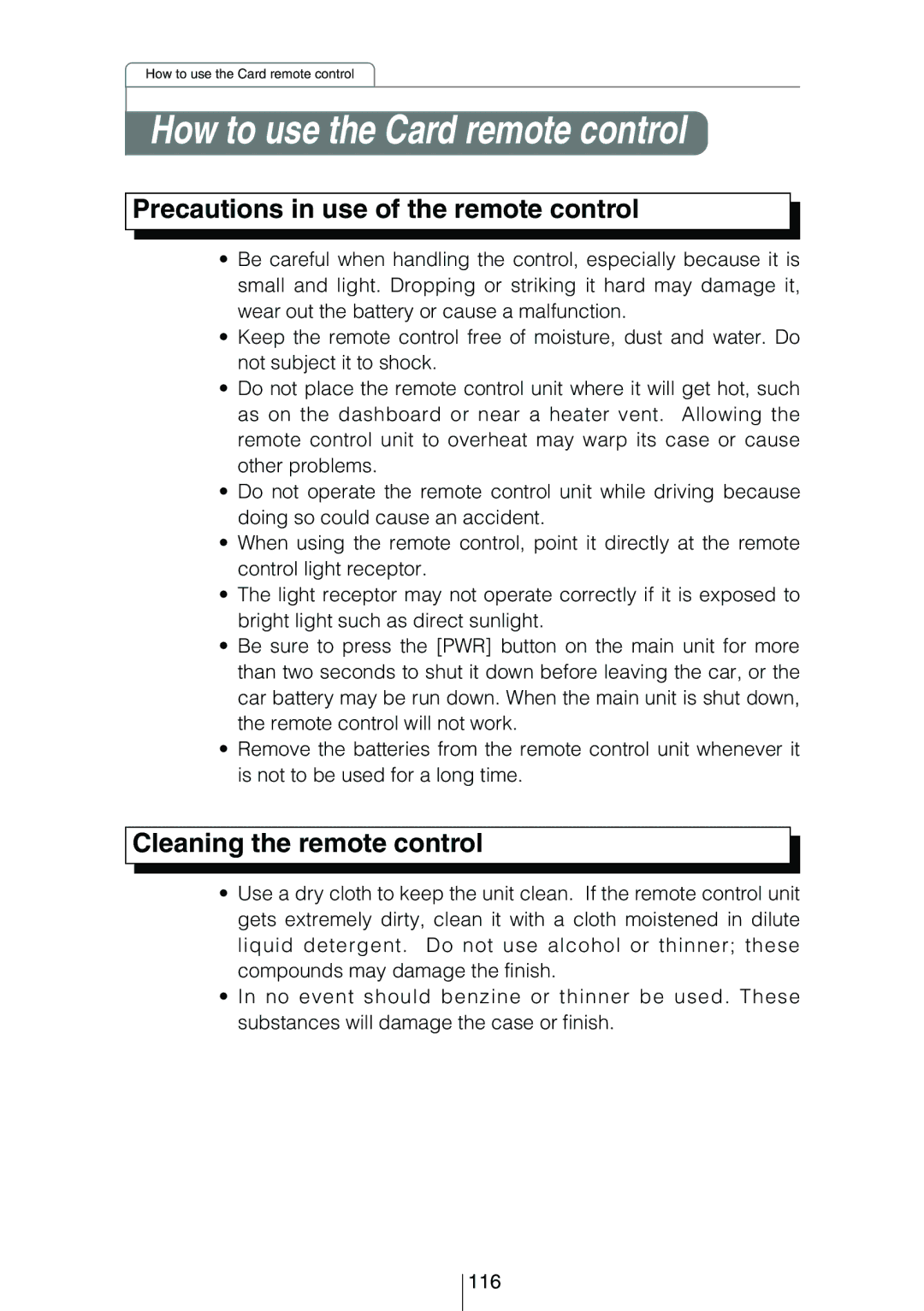 Eclipse - Fujitsu Ten CD5444 owner manual How to use the Card remote control 