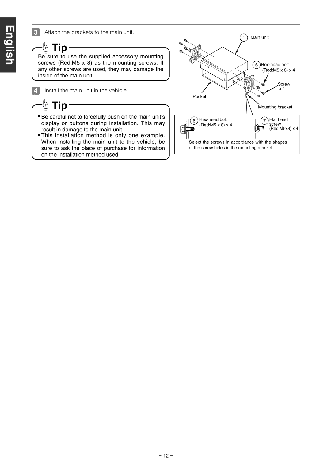 Eclipse - Fujitsu Ten CD7000 installation manual Attach the brackets to the main unit 