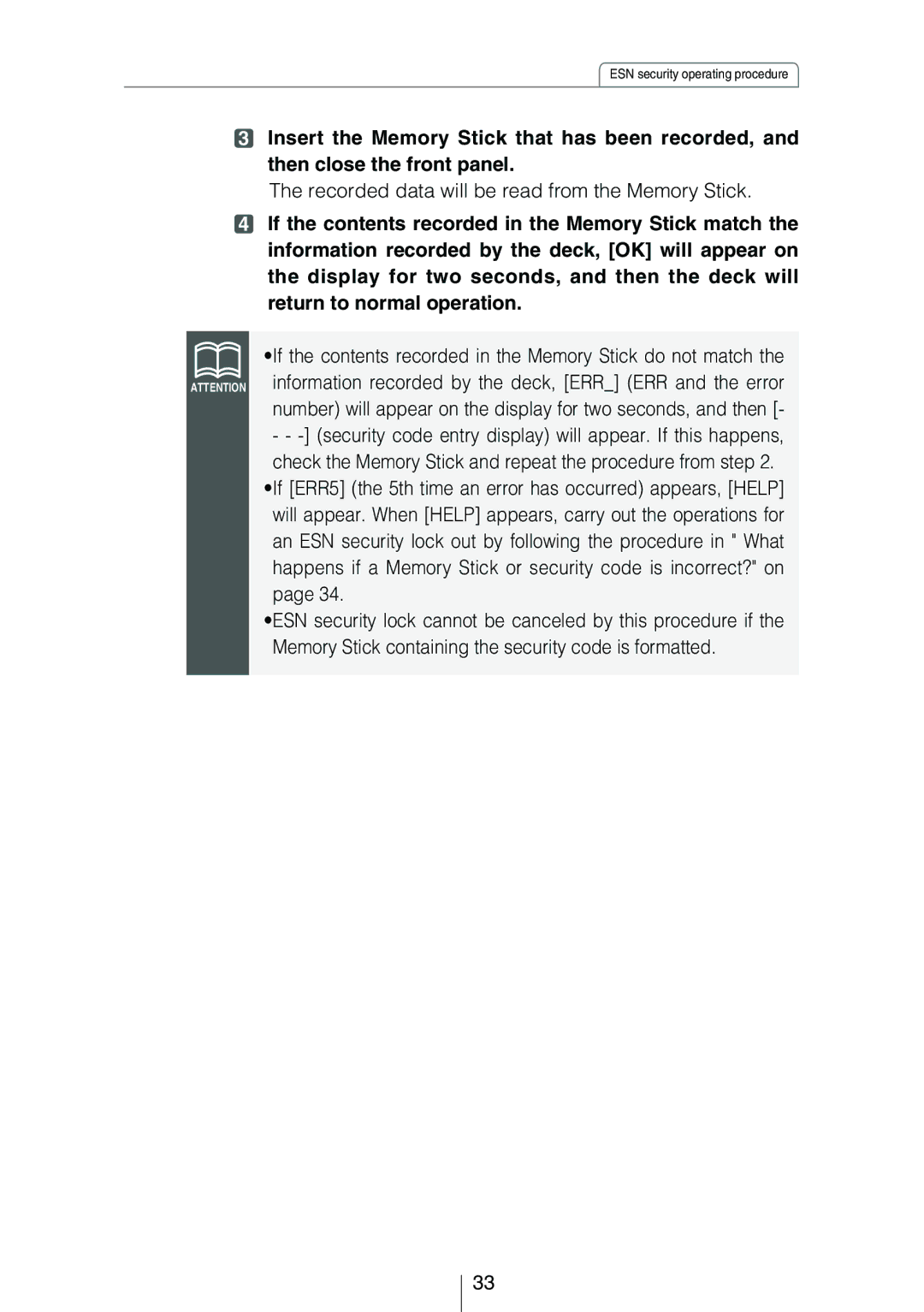 Eclipse - Fujitsu Ten CD8454 owner manual Recorded data will be read from the Memory Stick 