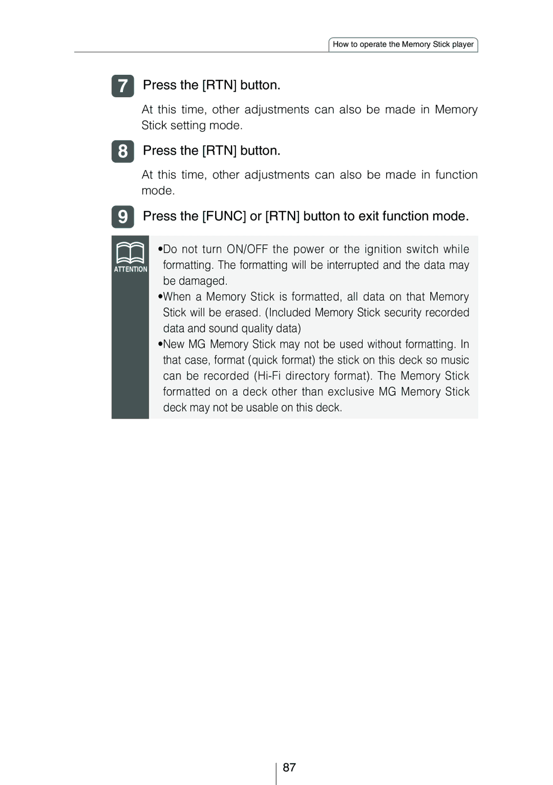 Eclipse - Fujitsu Ten CD8454 owner manual Press the RTN button 