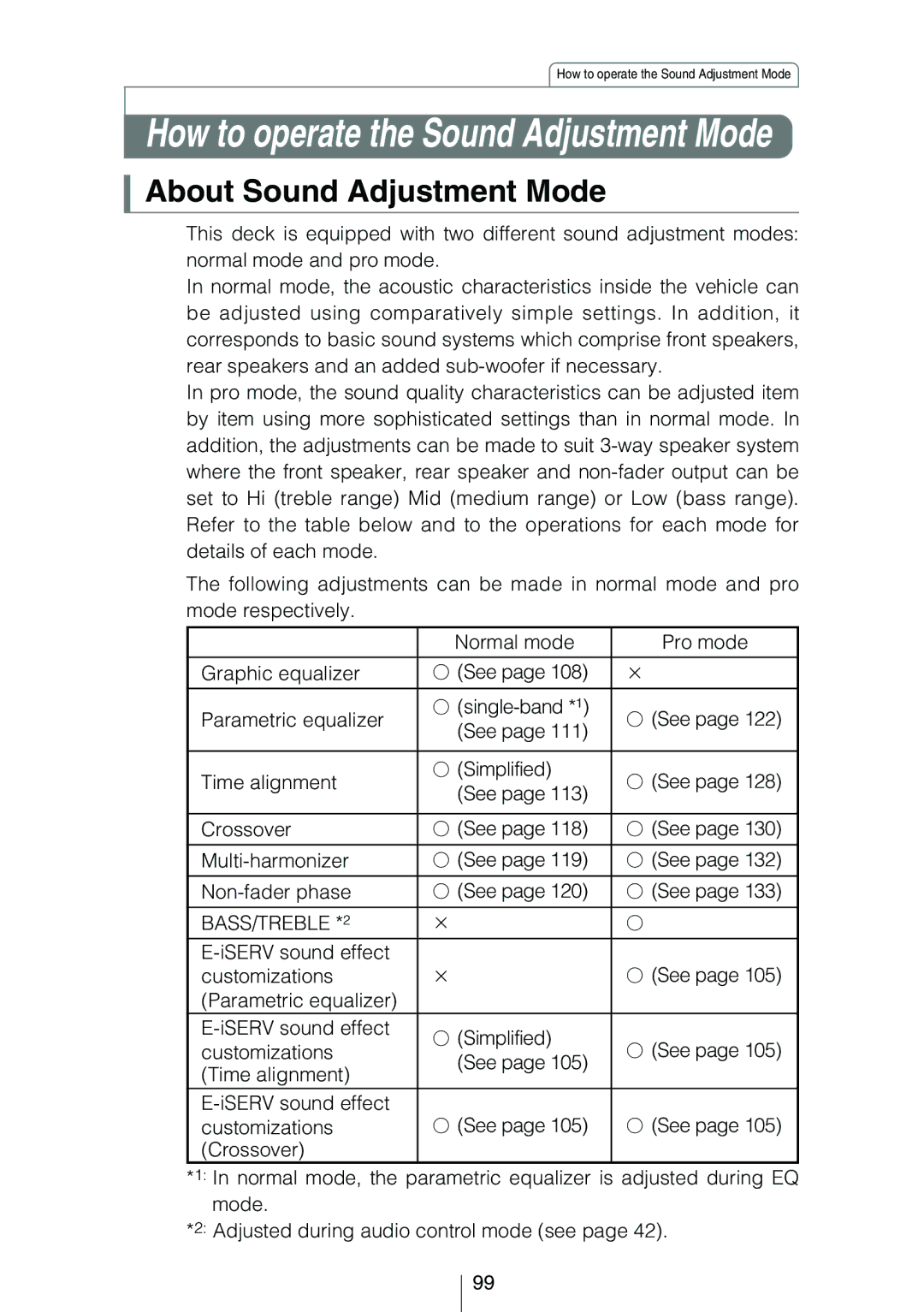 Eclipse - Fujitsu Ten CD8454 owner manual How to operate the Sound Adjustment Mode, About Sound Adjustment Mode 