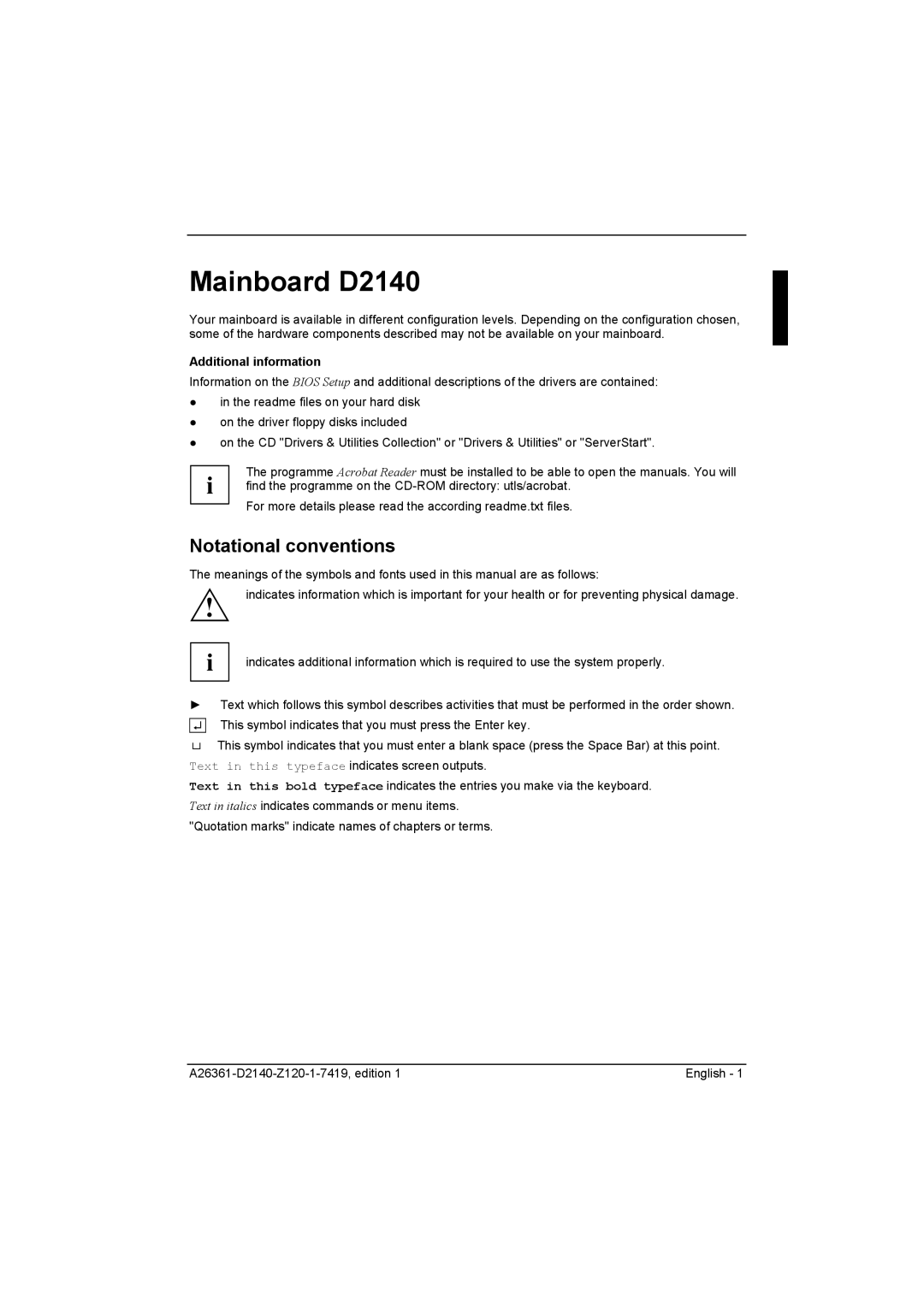 Eclipse - Fujitsu Ten D2140 technical manual Notational conventions, Additional information 