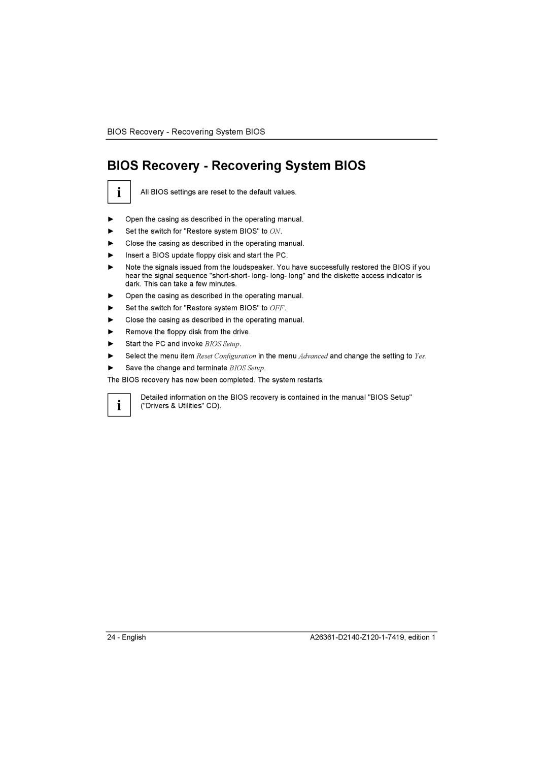 Eclipse - Fujitsu Ten D2140 technical manual Bios Recovery Recovering System Bios 