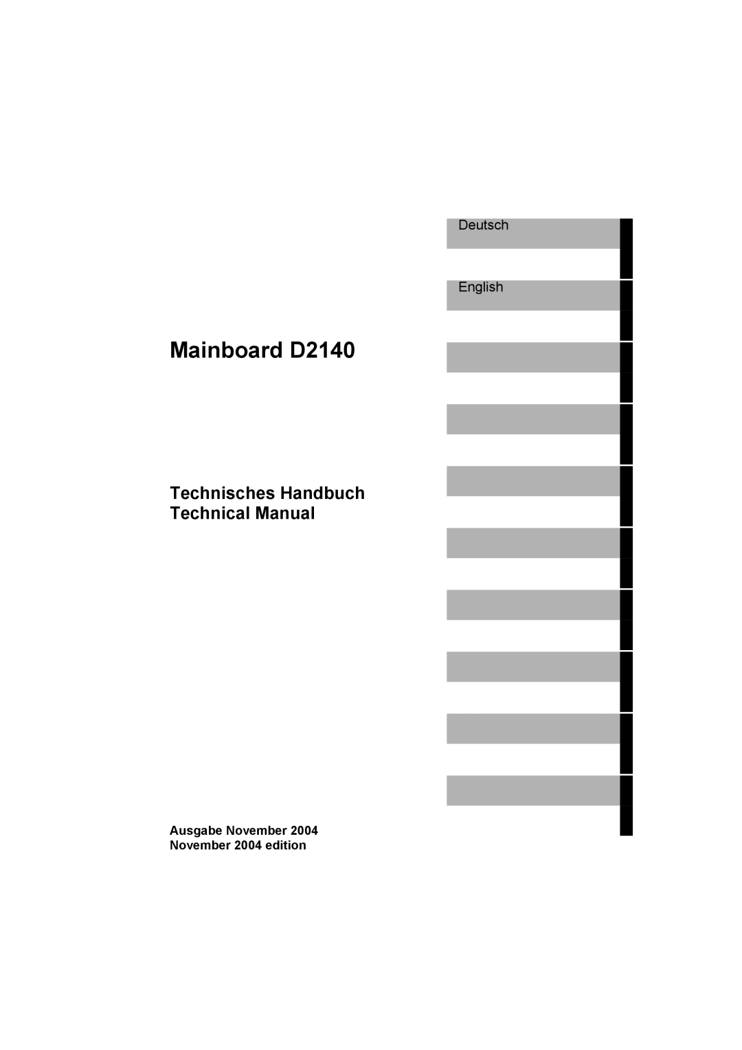 Eclipse - Fujitsu Ten Mainboard D2140, Technisches Handbuch Technical Manual, Ausgabe November November 2004 edition 