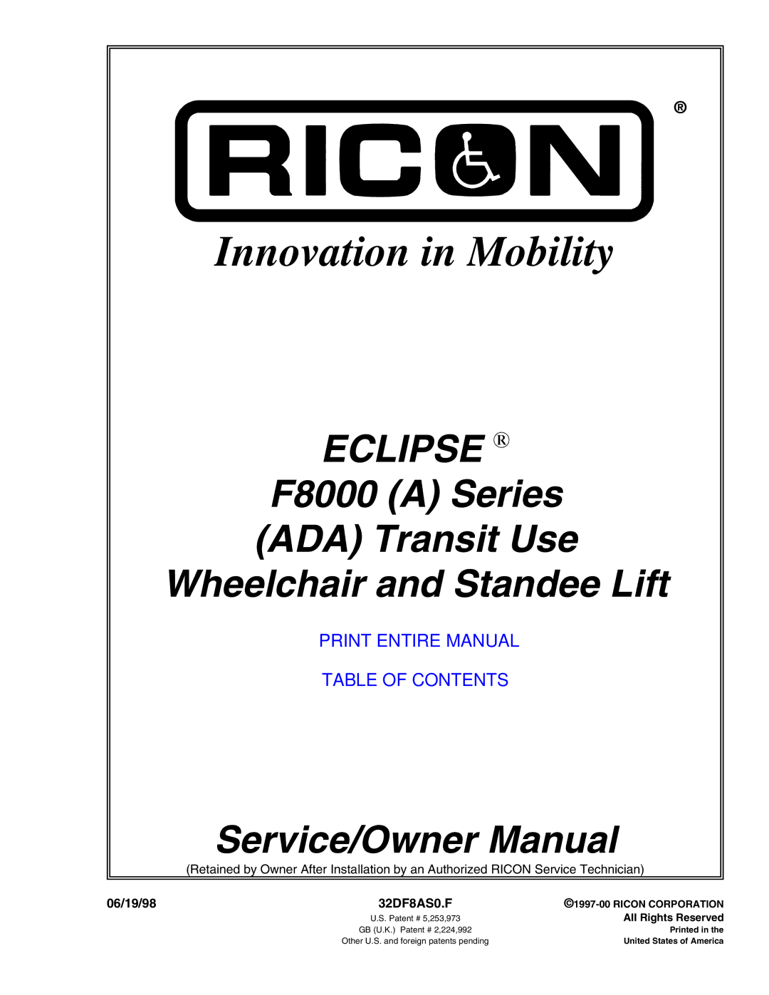 Eclipse Combustion F8000 owner manual Innovation in Mobility 