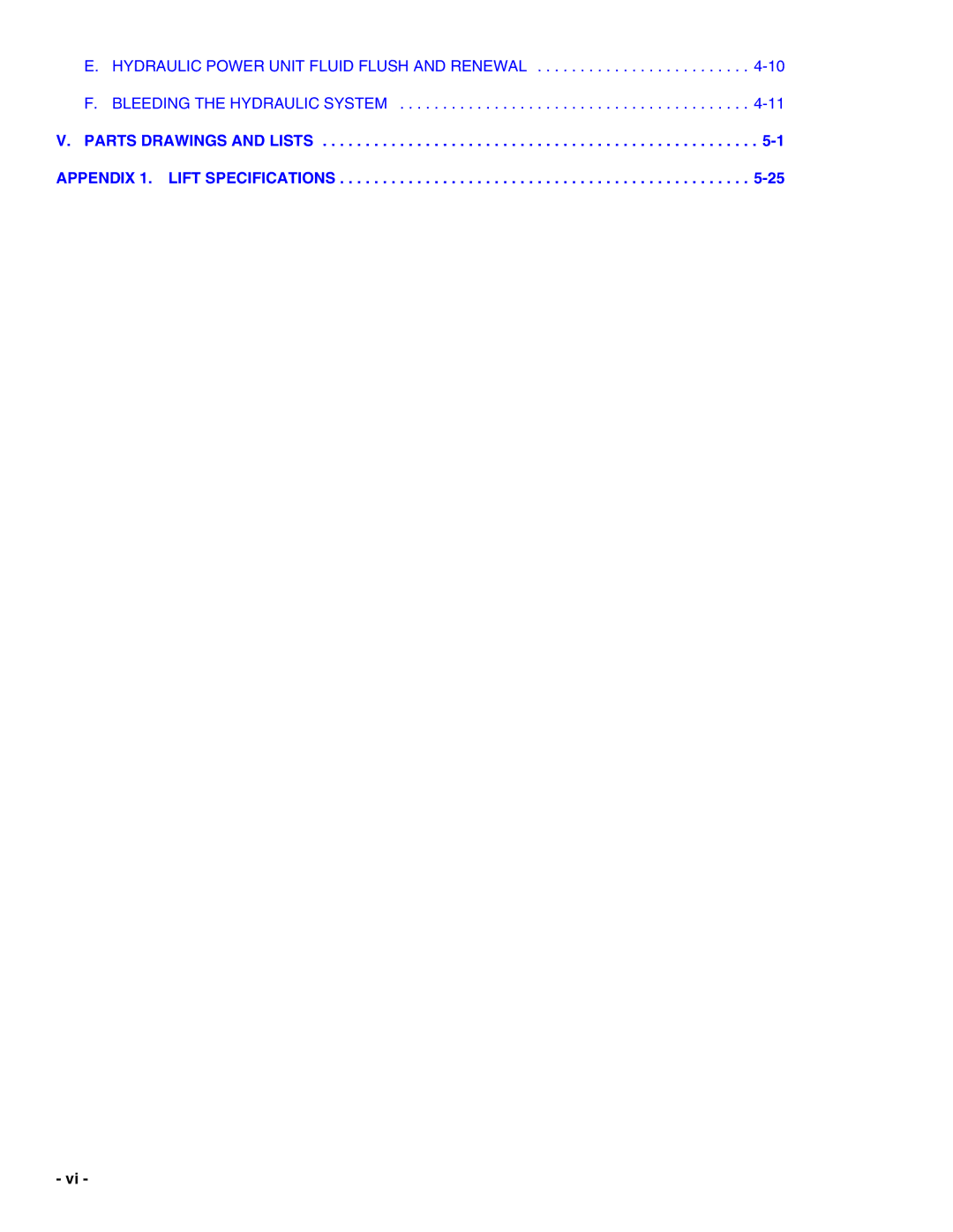 Eclipse Combustion F8000 owner manual Parts Drawings and Lists -1 Appendix 1. Lift Specifications 