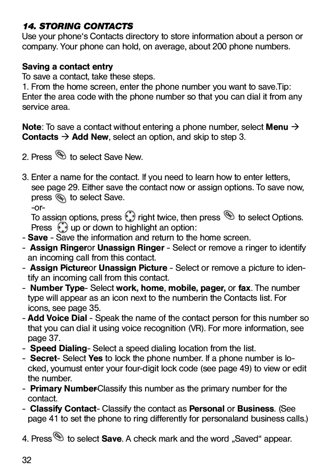 Ecom Instruments Ex-CDMA 02 manual Storing Contacts 