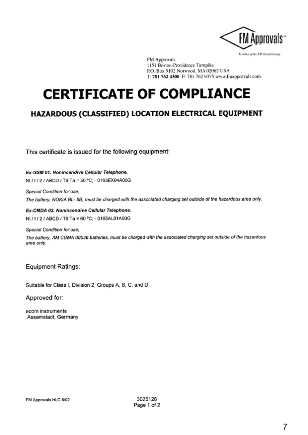 Ecom Instruments Ex-CDMA 02 manual 