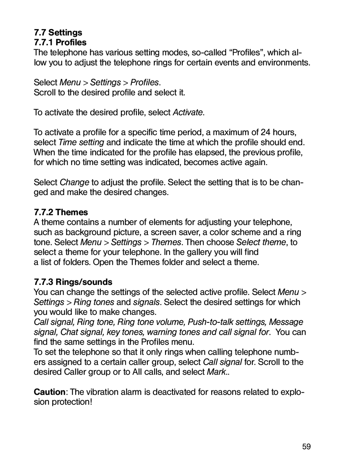 Ecom Instruments Ex-GSM 01 EU operating instructions Settings 7.7.1 Profiles 